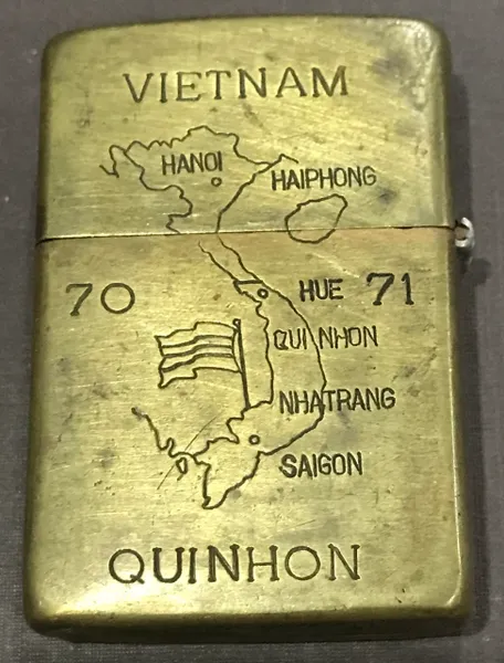 VN Militaria Joe " Vietnam Qui Nhon " Map Original Zippo Lighter