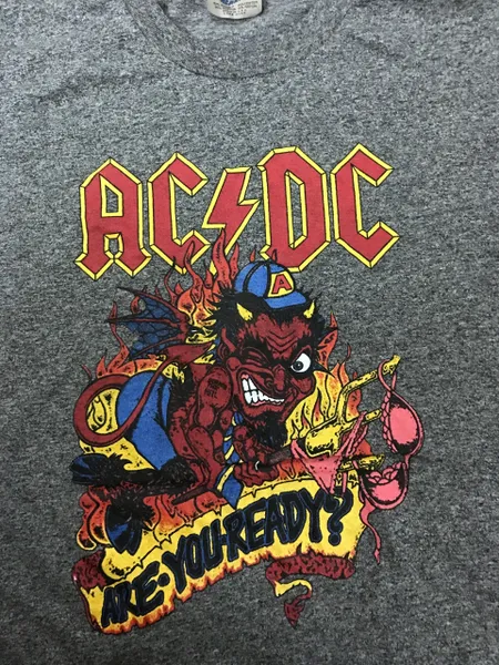VINTAGE AC&DC "Are You Ready " ORIGINAL 80'S TRI-BLEND T-SHIRT SIZE - MEDIUM 38 - 40