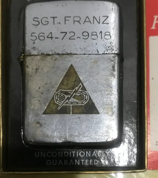 Vietnam War- SGT.FRANZ (564-72-9818) Zippo Lighter