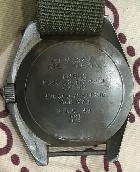 Vintage Benrus Diver Navy Seals Watches Type 1 ClassA " MIL-W-50717 " Model 1976