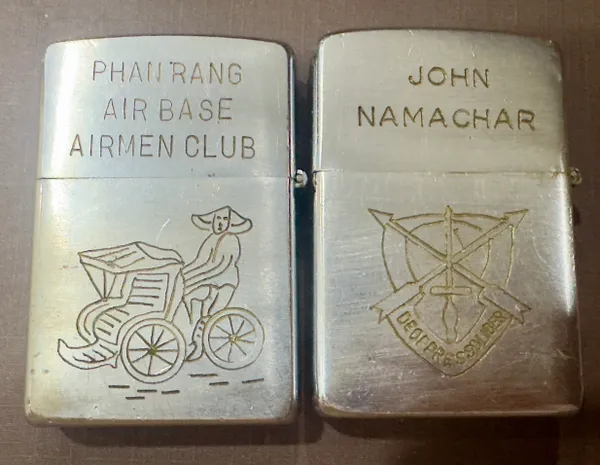 Vietnam War - AirBase Airmen Map & 5th Special Forces (C errors -short space line) Group Zippo Lighter (2pcs)