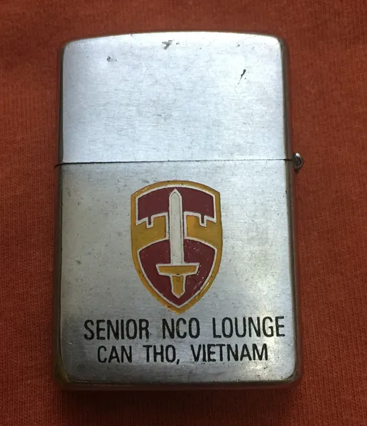 1st Cav Div Zippo Lighter Vietnam War Senior NCO Lounge Cantho (two faces)
