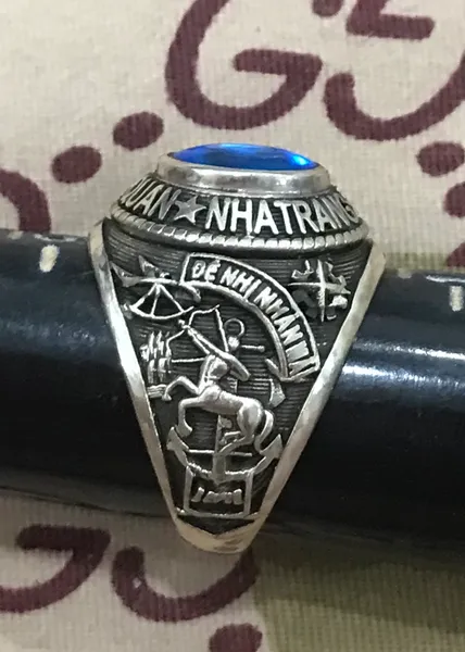 SVN Military Silver Ring Truong Si Quan Hai Quan Nha Trang  Ring Josten's Sterl Size 10