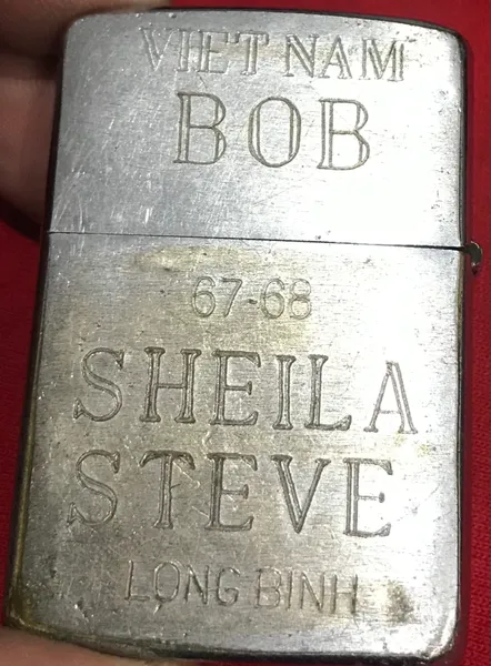 Original Vietnam War - Women hand on bird & BOB/SHEILA/STEVE 1967-68 Zippo Lighter