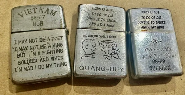 Vietnam War -Vietnam Military Kontum - Hue - Qui Nhon Nude girls Zippo Lighter (3pcs)