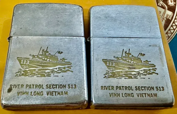 Vietnam War - US Military Vietnam Navy River Patrol Section 513 Vinh Long Vietnam Zippo Lighter (2pcs)