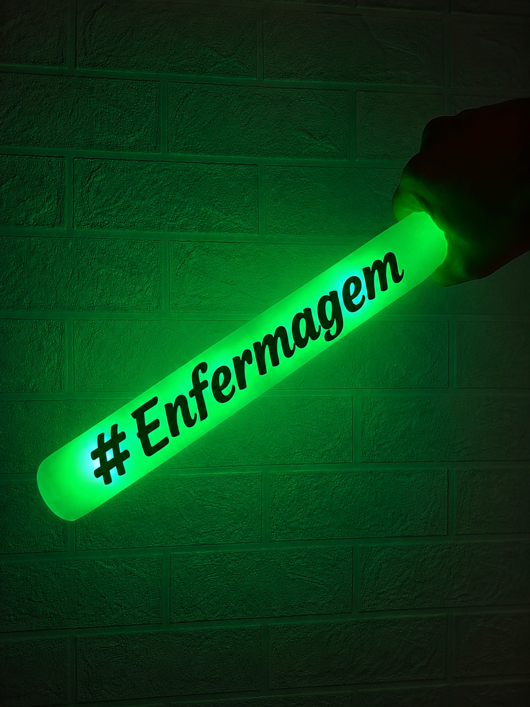 Bastão de Led Verde Espuma com Nome 🟢