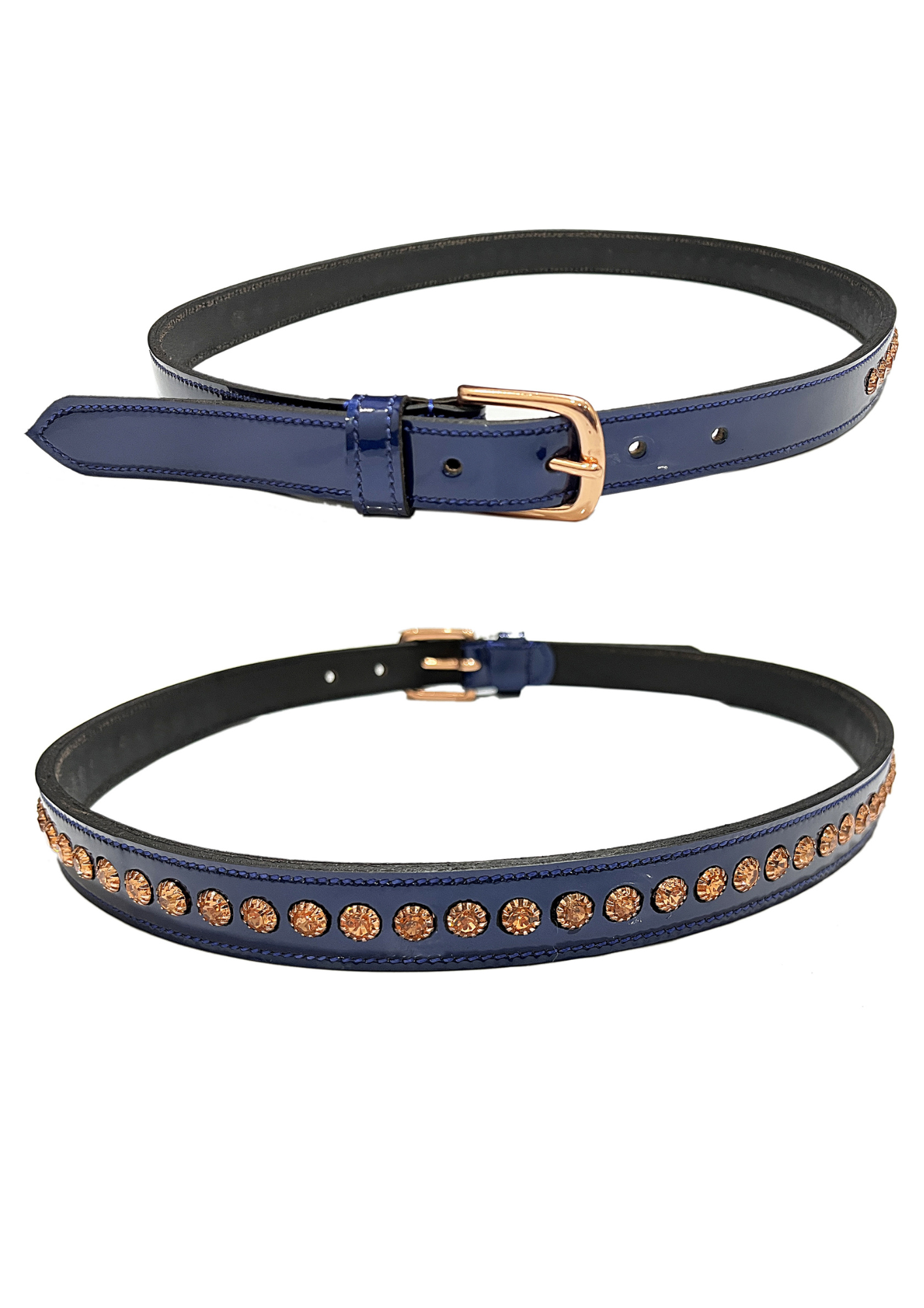 Blue Studded Leather Belt