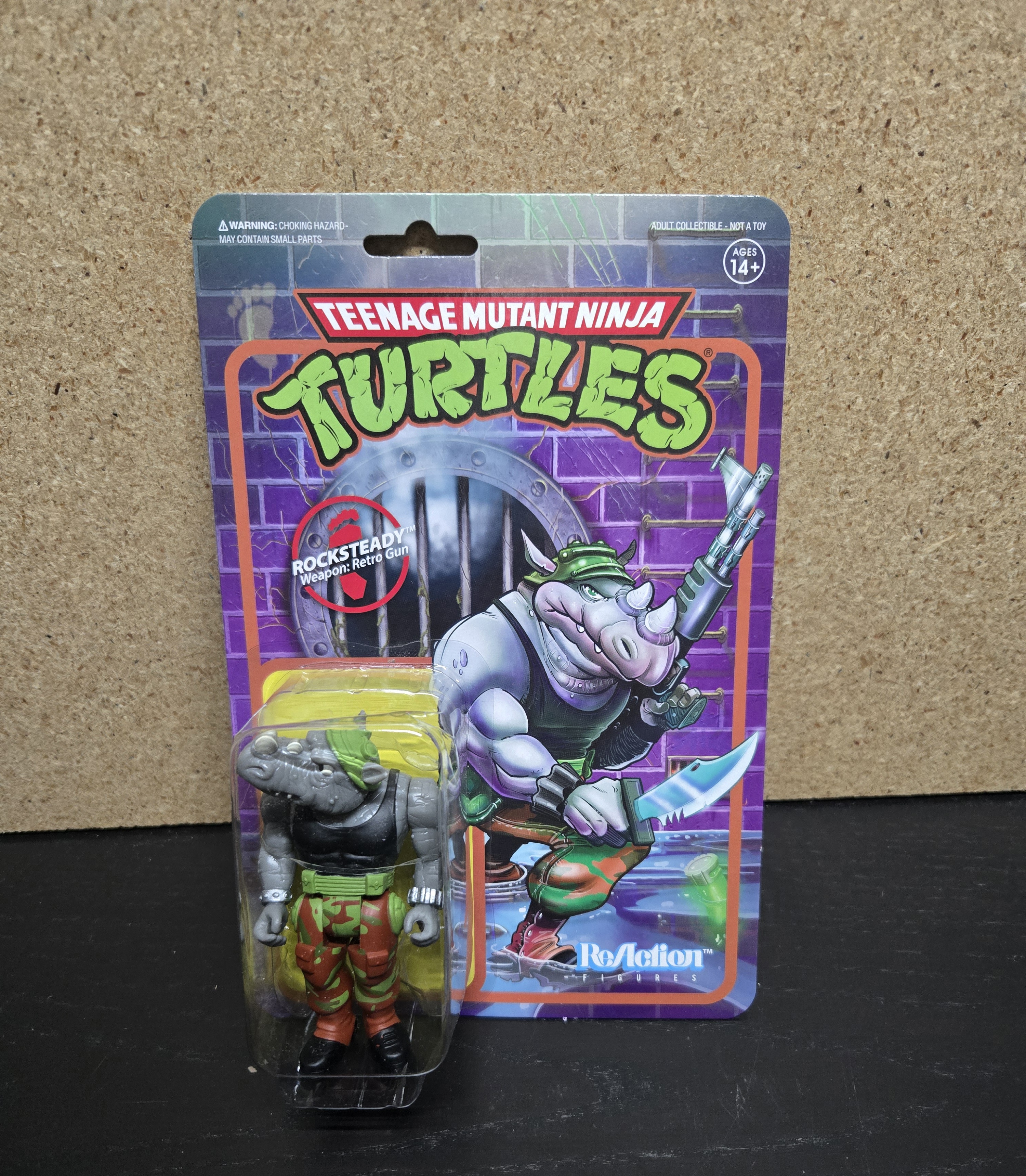 Super7 Reaction Tmnt  Rocksteady Action Figure 3.75-inch 