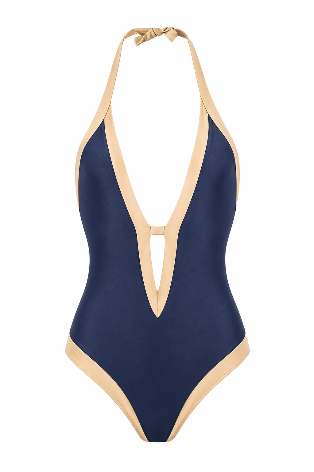 Navy Plunge One-Piece Swimsuit