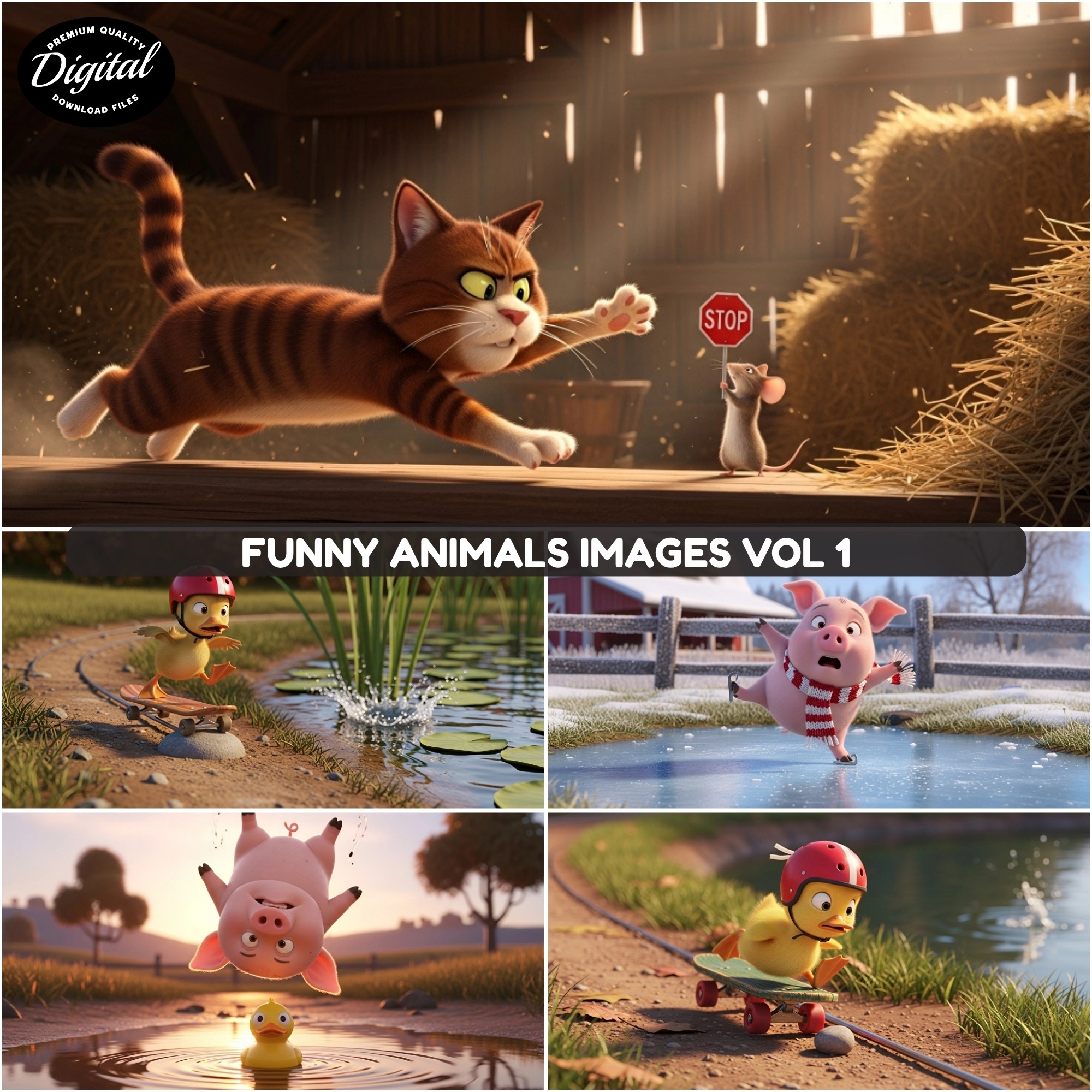 Funny Animal Backgrounds, Digital Paper, Mobile & Social Media