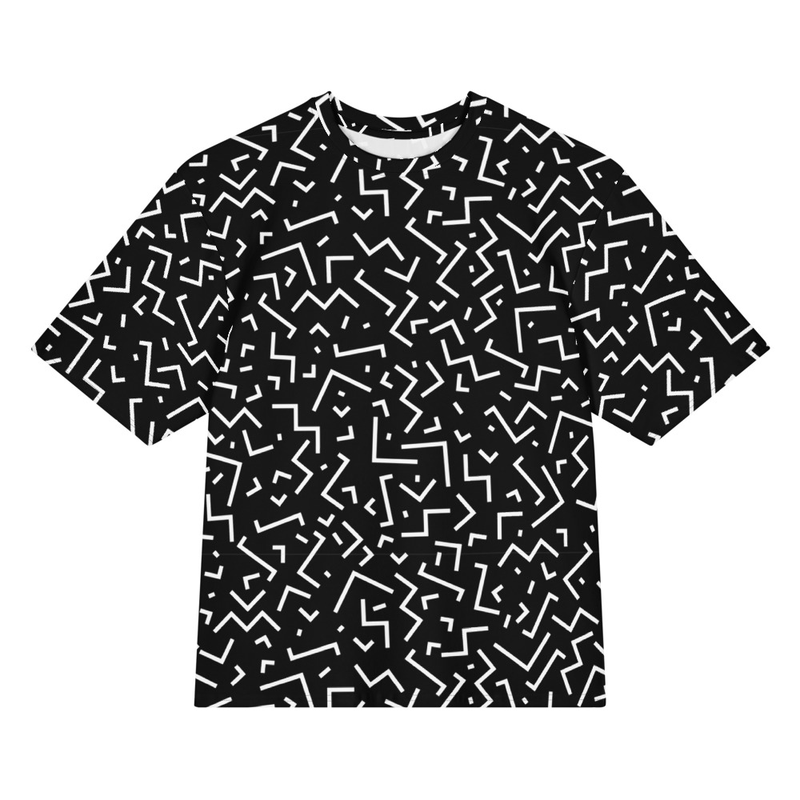 Modern Memphis Graphic Oversized Cotton T-Shirt