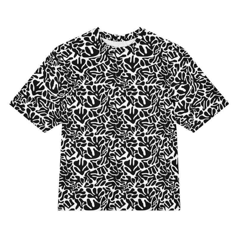 Black and White Pattern Oversized Cotton T-Shirt