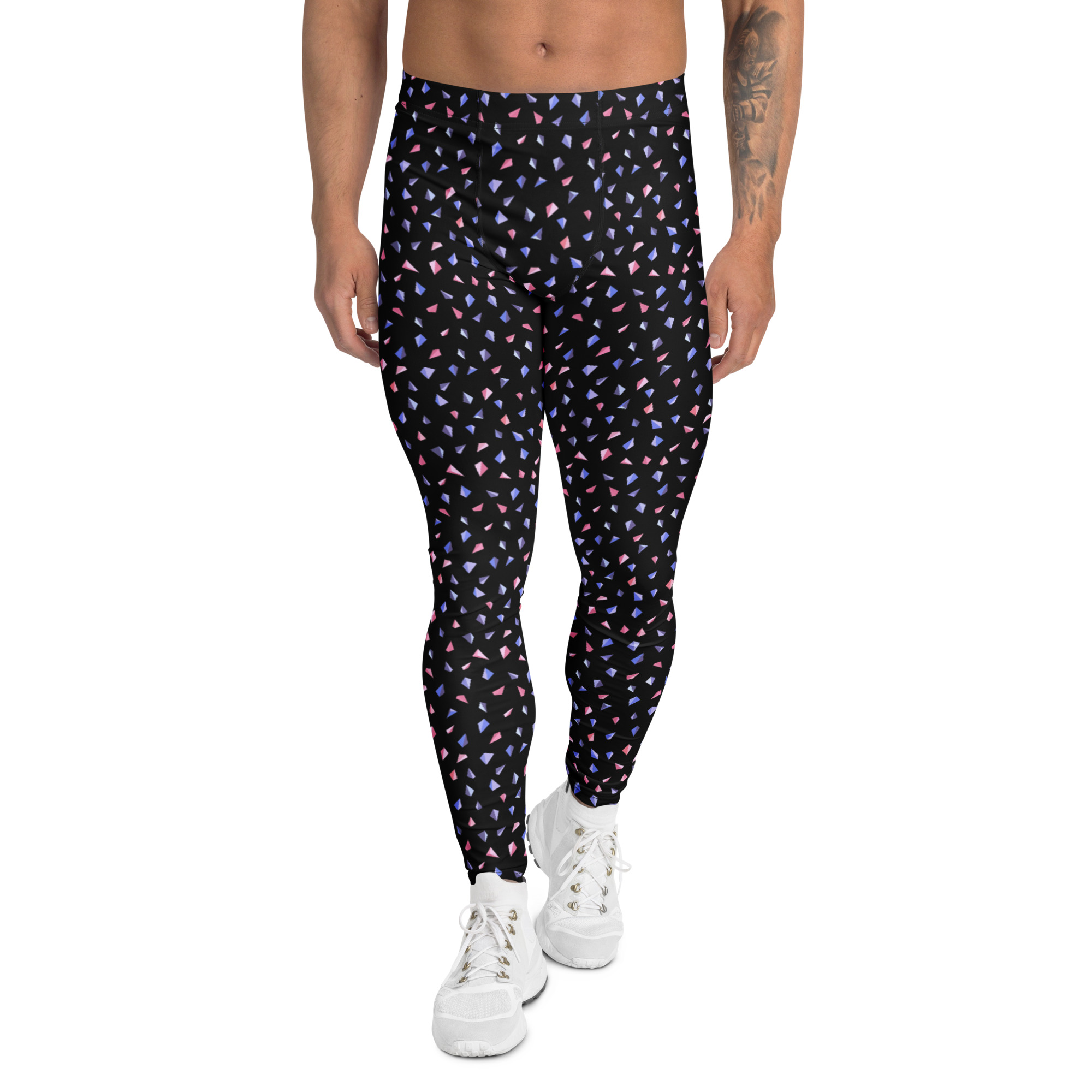 Blue and Pink Triangles Geometric Men's Leggings