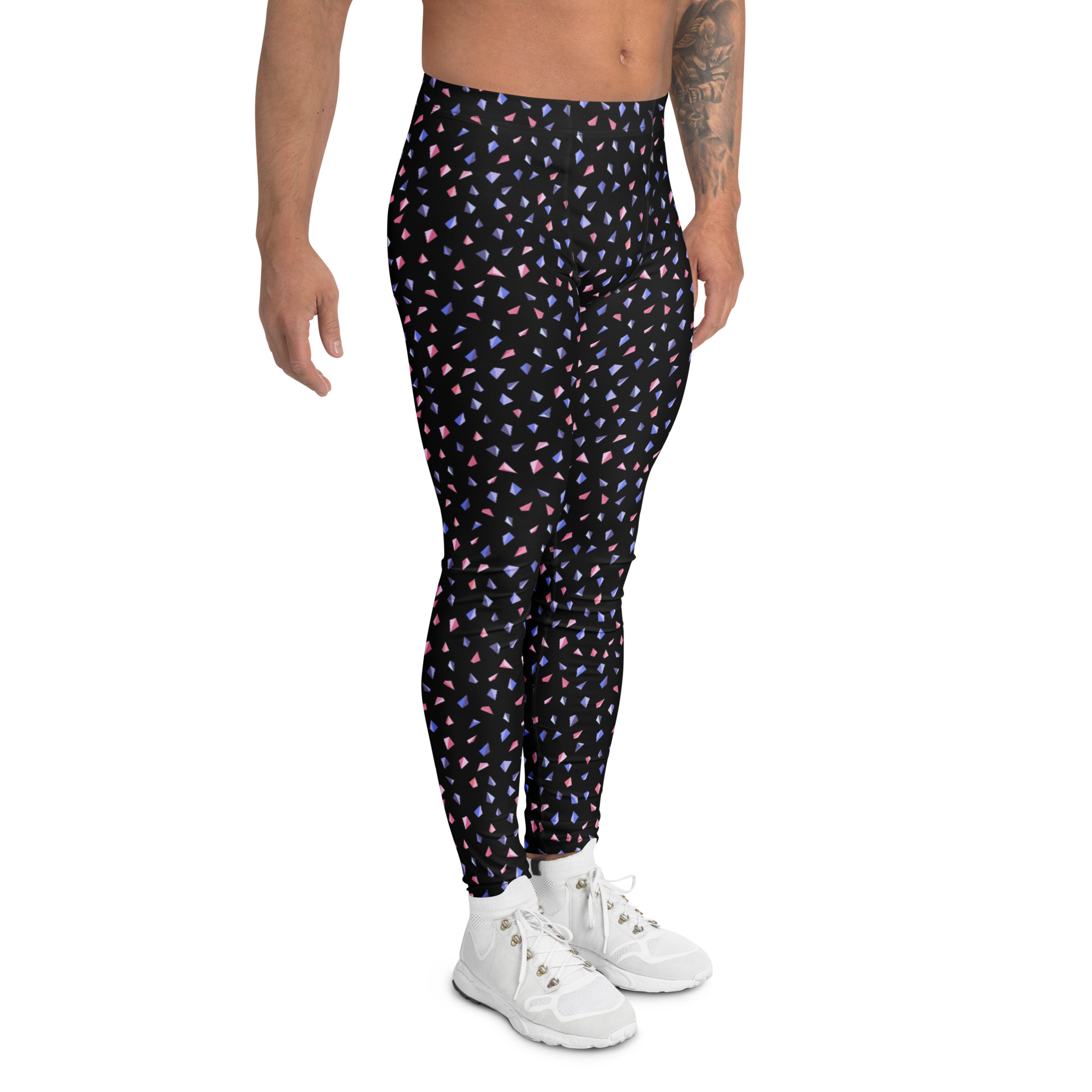 Blue and Pink Triangles Geometric Men's Leggings
