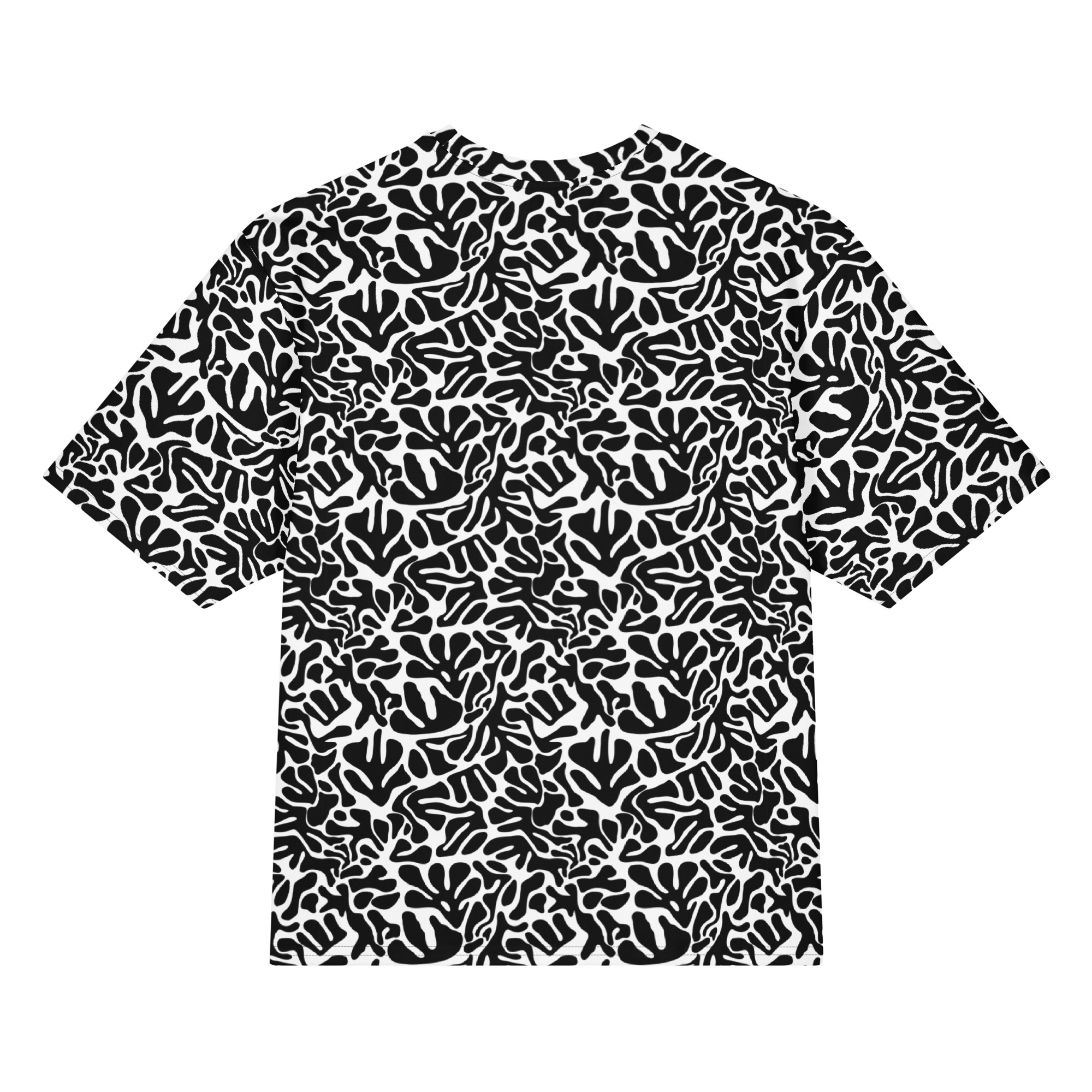 Black and White Pattern Oversized Cotton T-Shirt