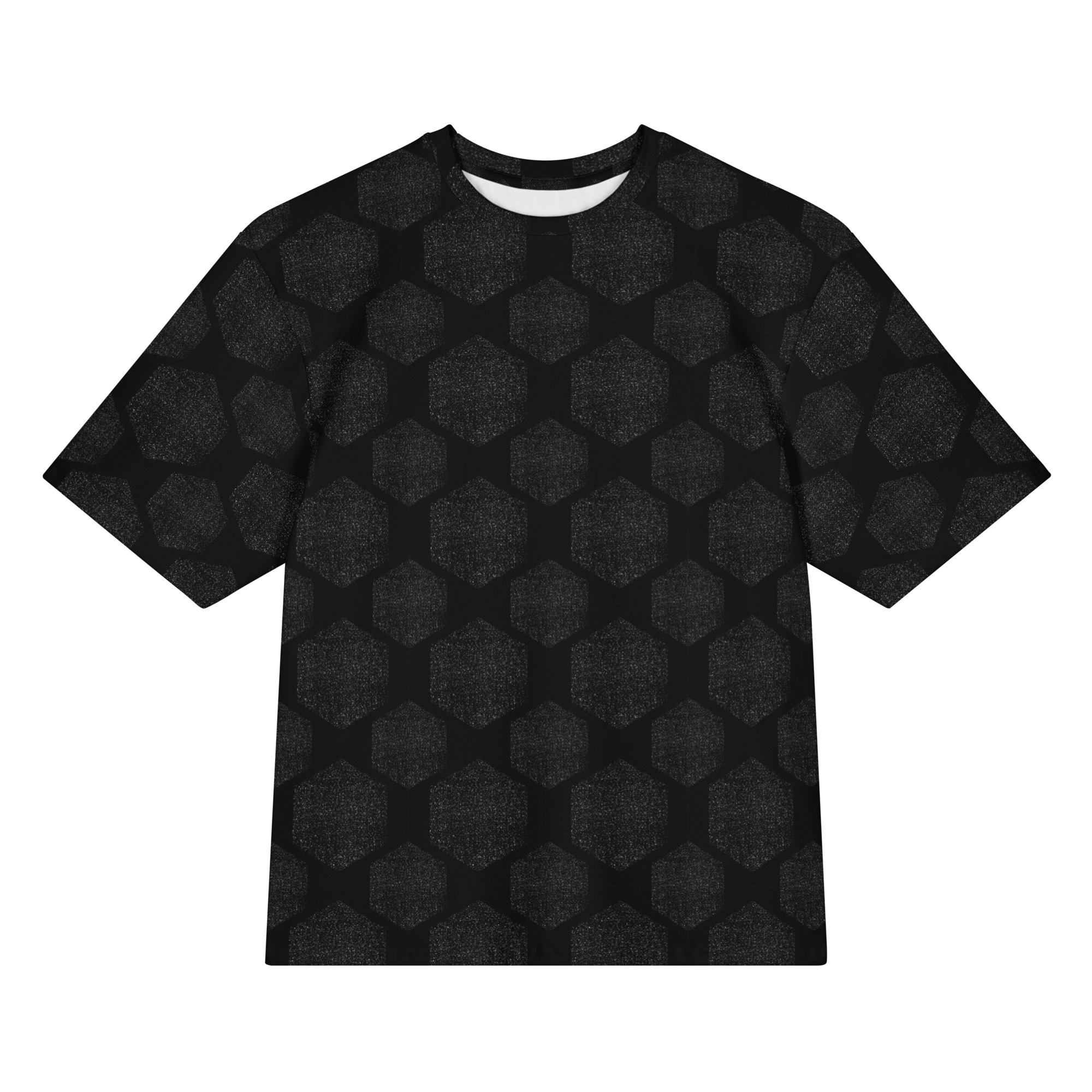 Retro Hexagons Honeycomb Oversized Cotton T-Shirt