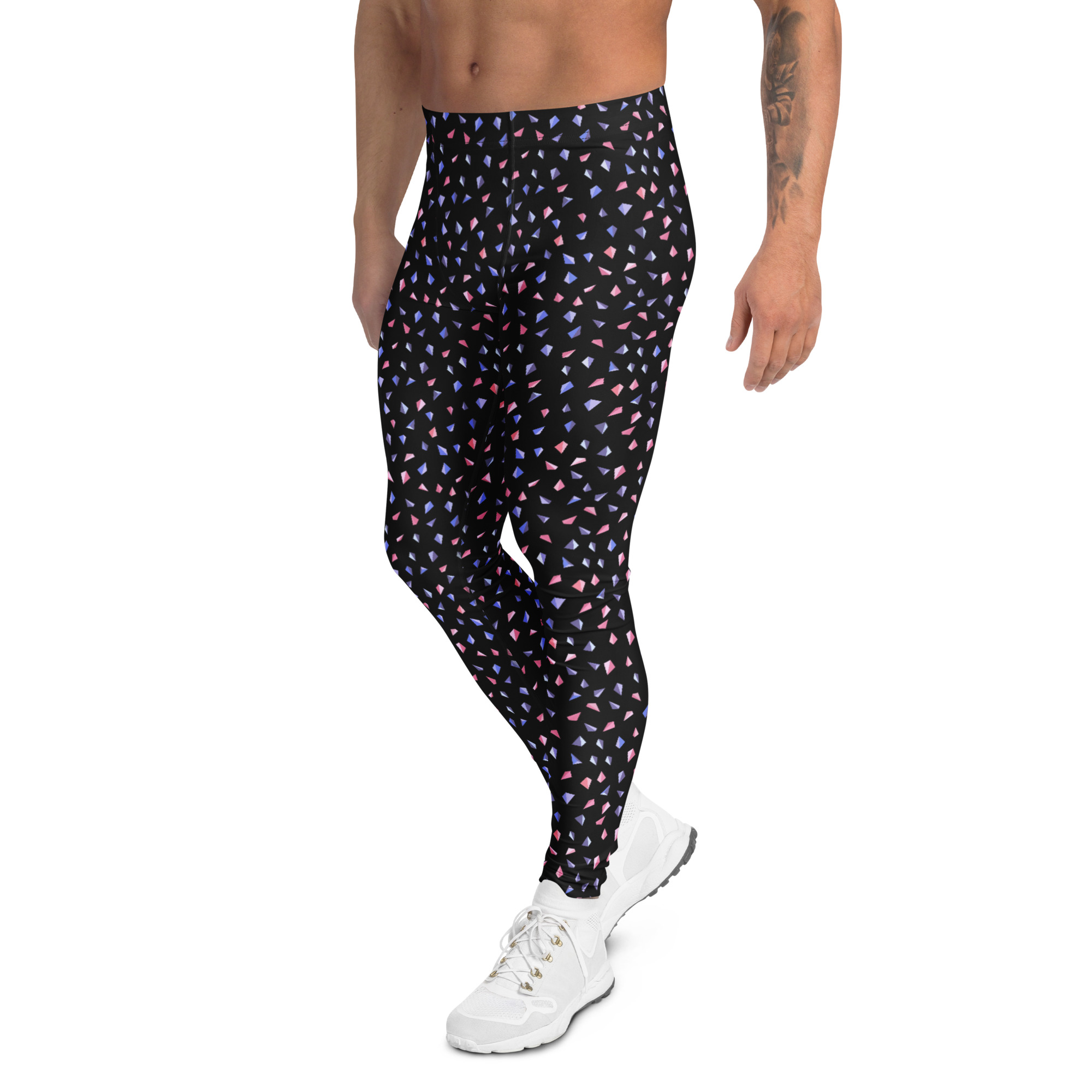 Blue and Pink Triangles Geometric Men's Leggings