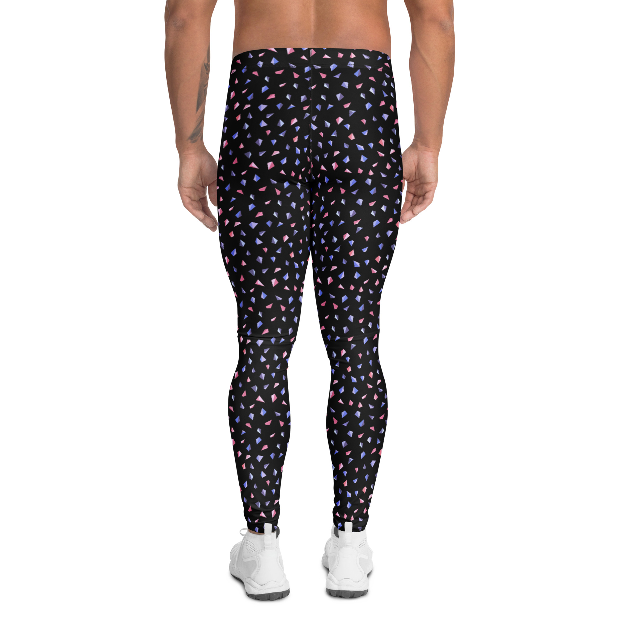 Blue and Pink Triangles Geometric Men's Leggings