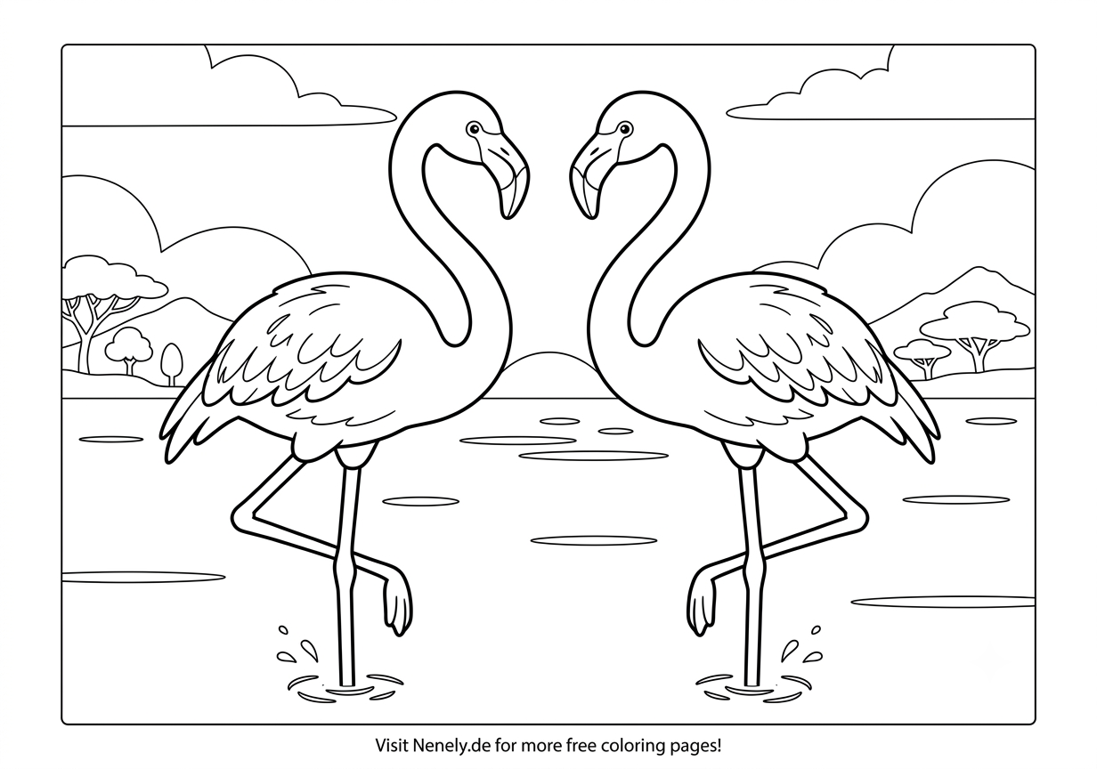 Flamingos Coloring Page