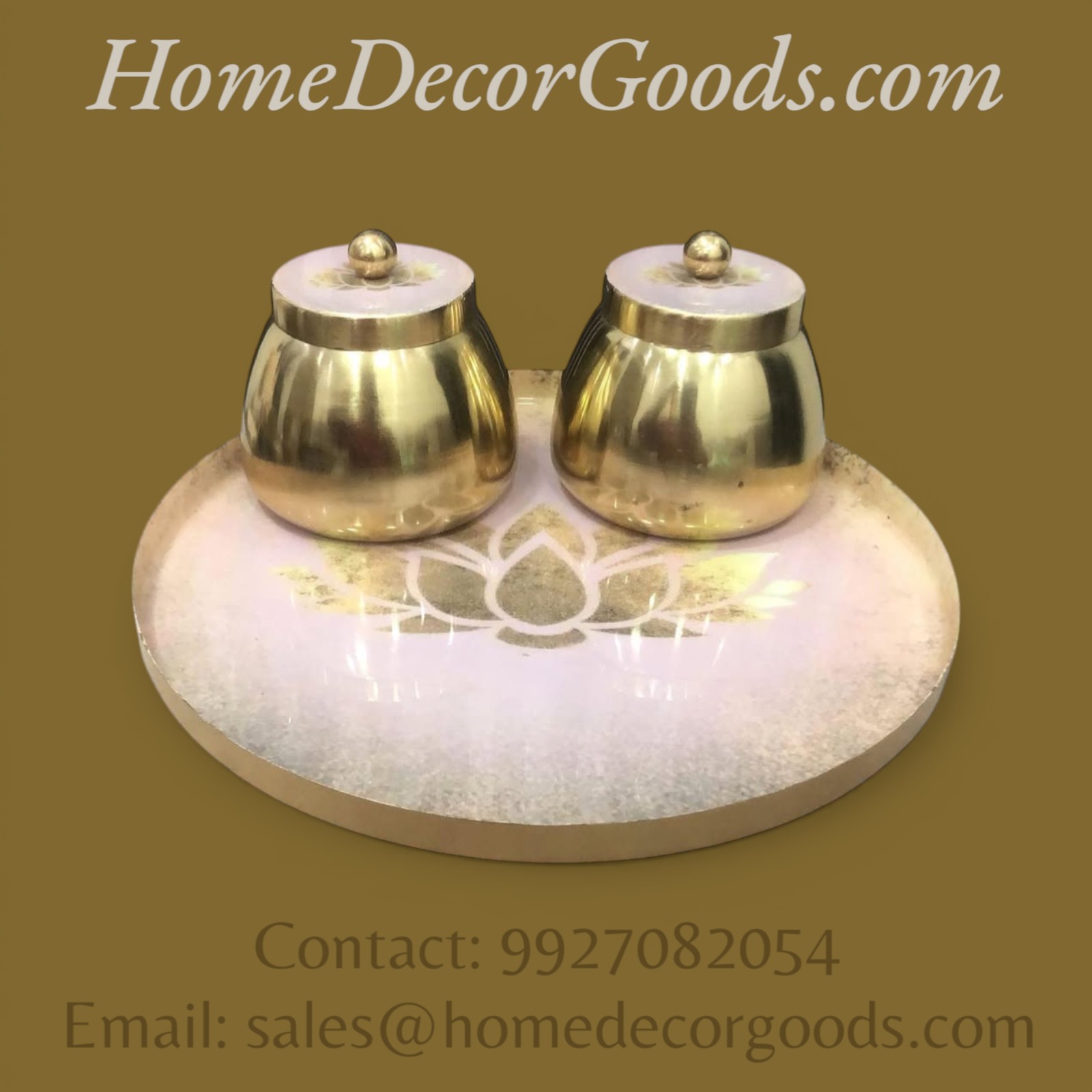 Brass Jar Set with Decorative Tray