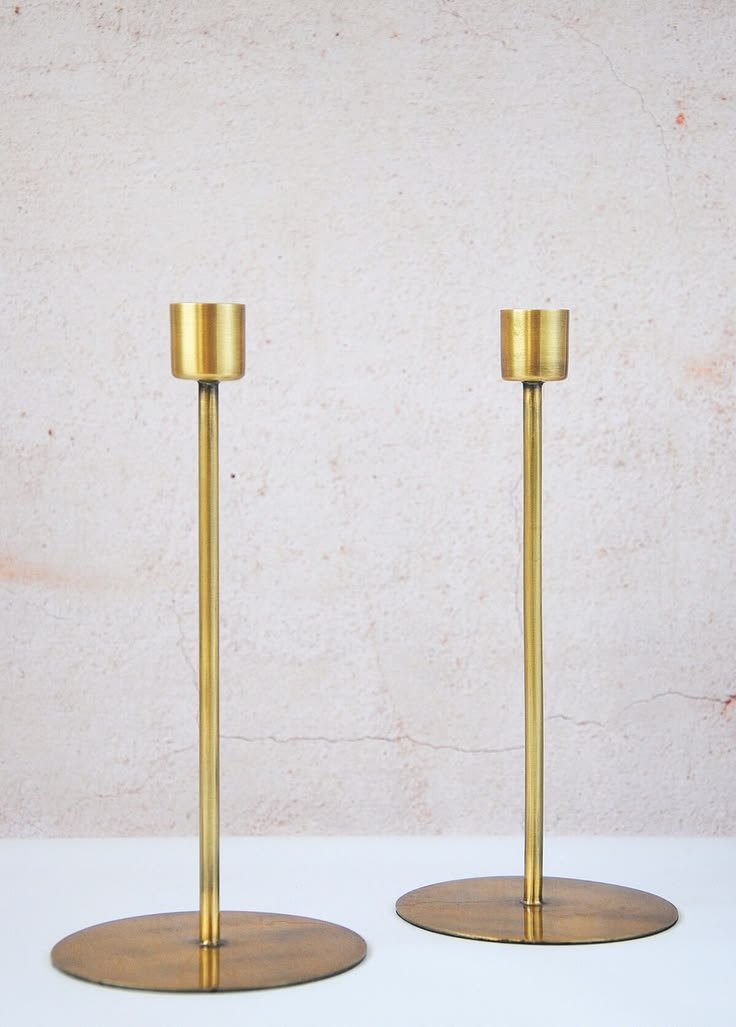 Modern Brass Finish Candle Holders