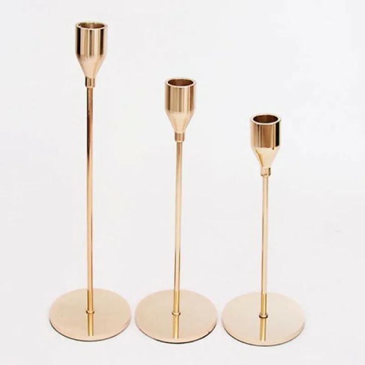 Gold Metal Candle Holder Set