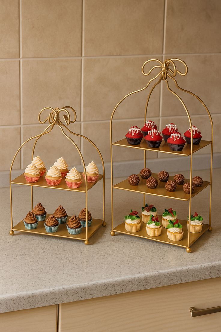 Gold Three-Tier Cupcake Stand