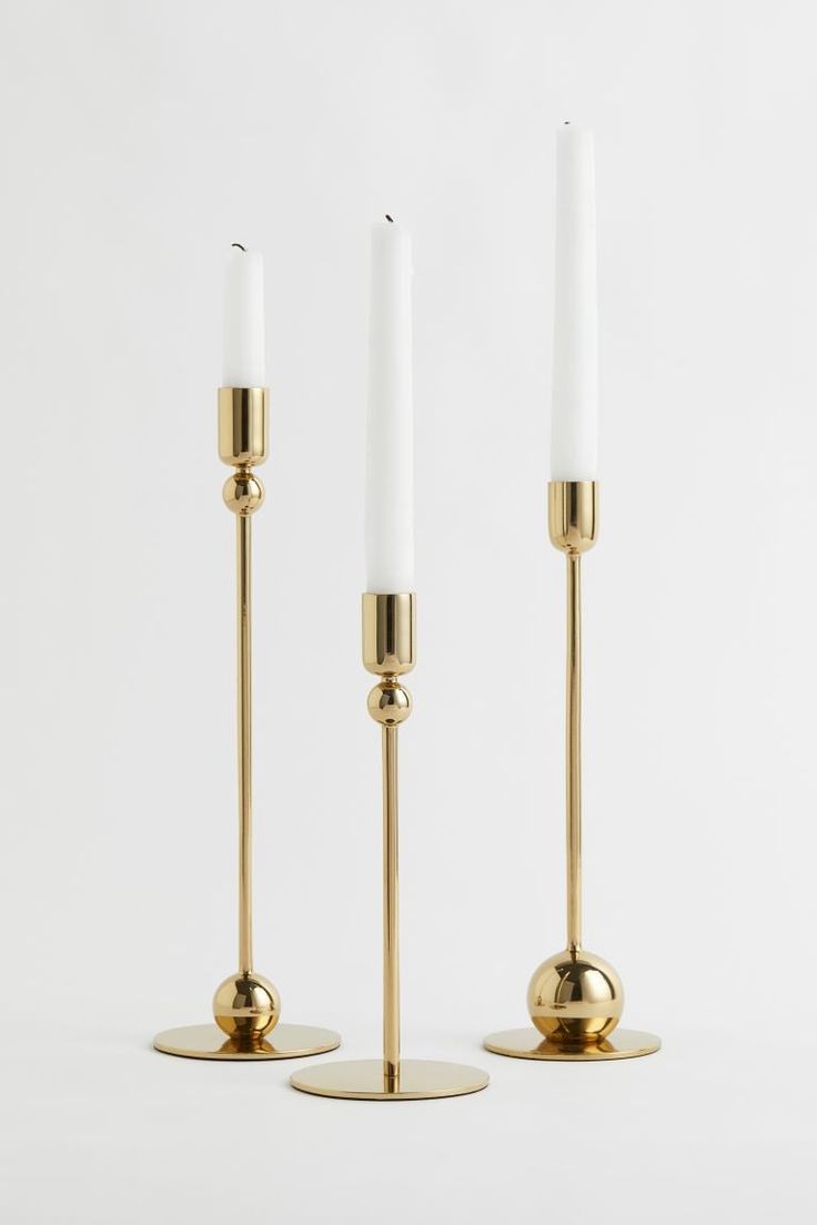 Gold Metal Candle Holder Set
