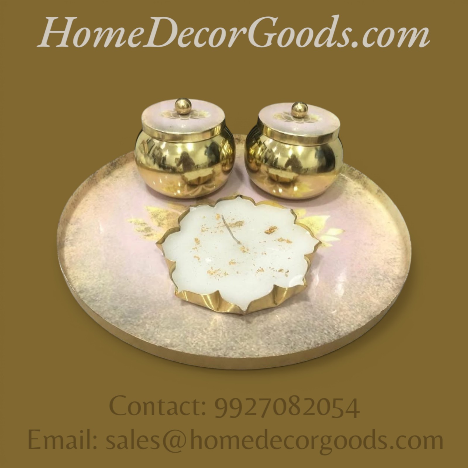 Luxury Serving Tray Set With Candle Urli