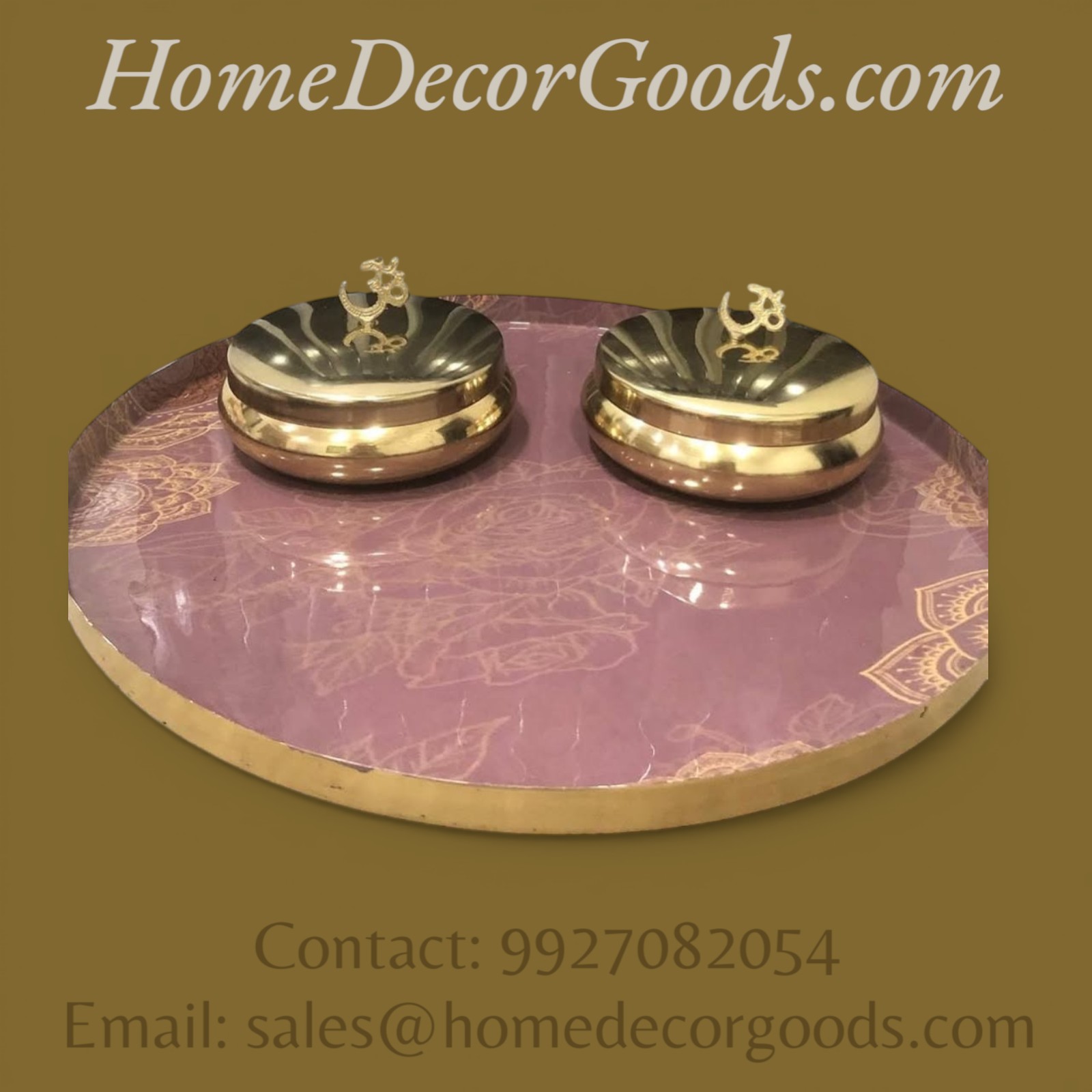 Metal Pooja Container Set with Tray