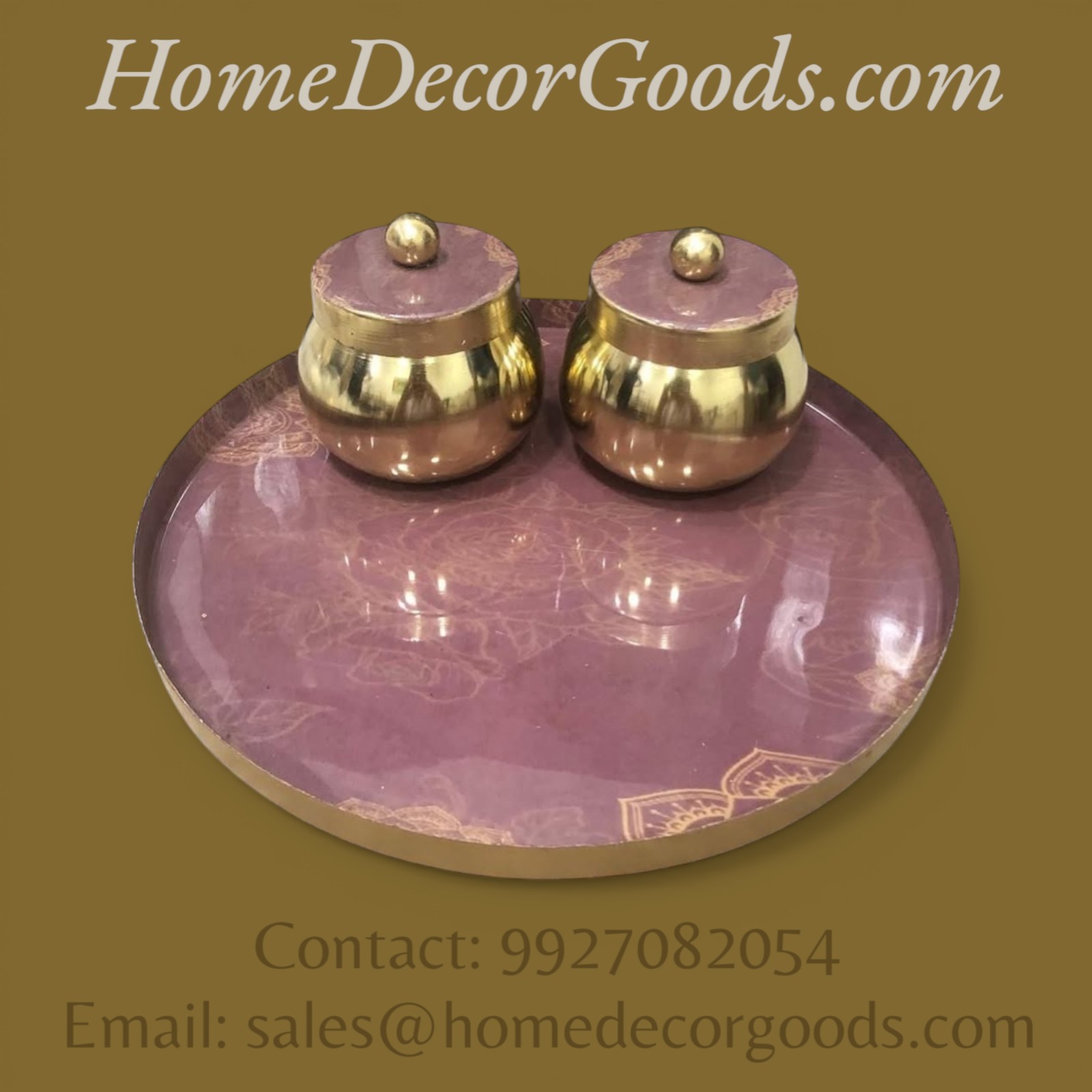 Decorative Brass Jar Set with Tray