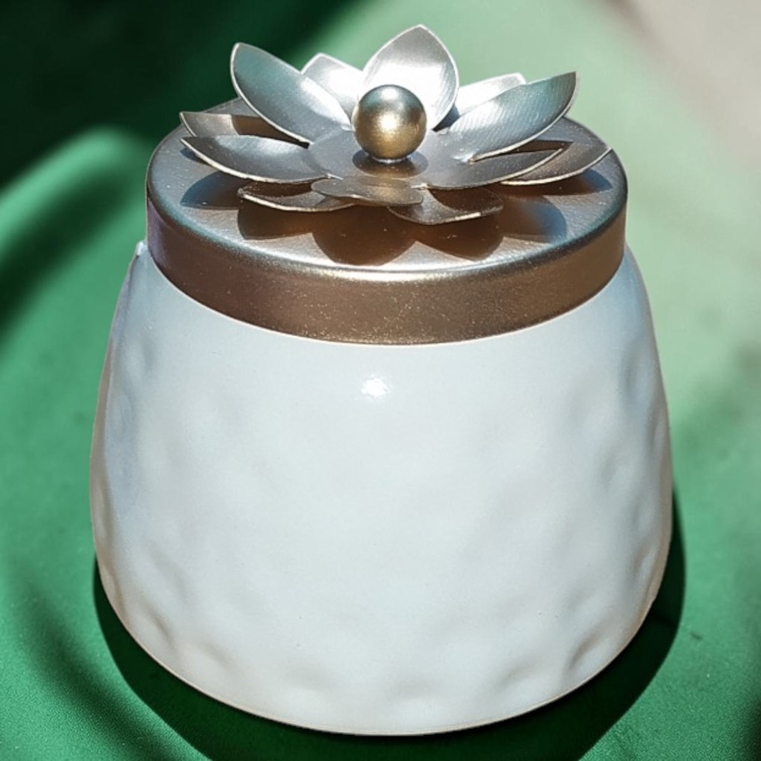 Lotus Design Ceramic Jar
