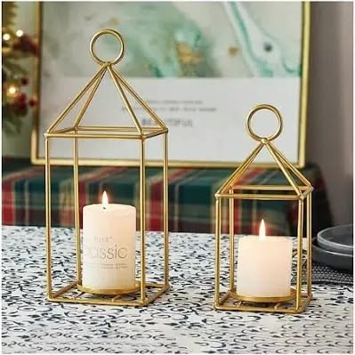Gold Metal Candle Holder Set