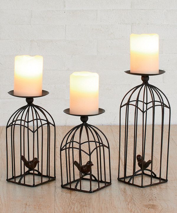Bird Cage Candle Holders Set