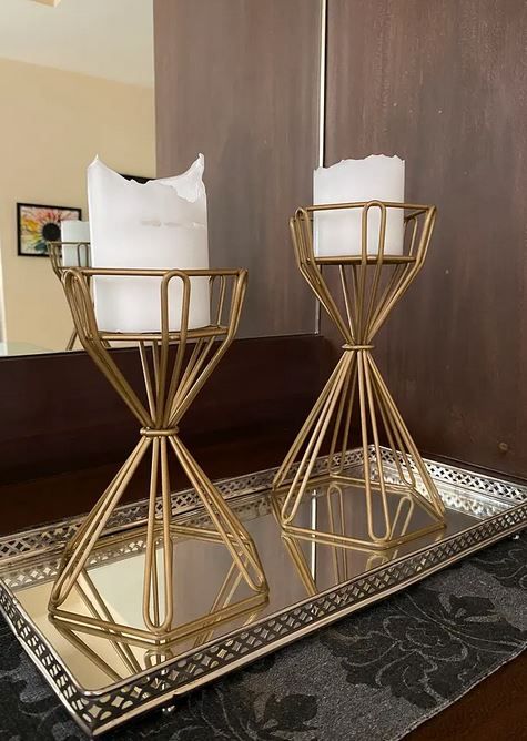 Gold Wire Candle Holders