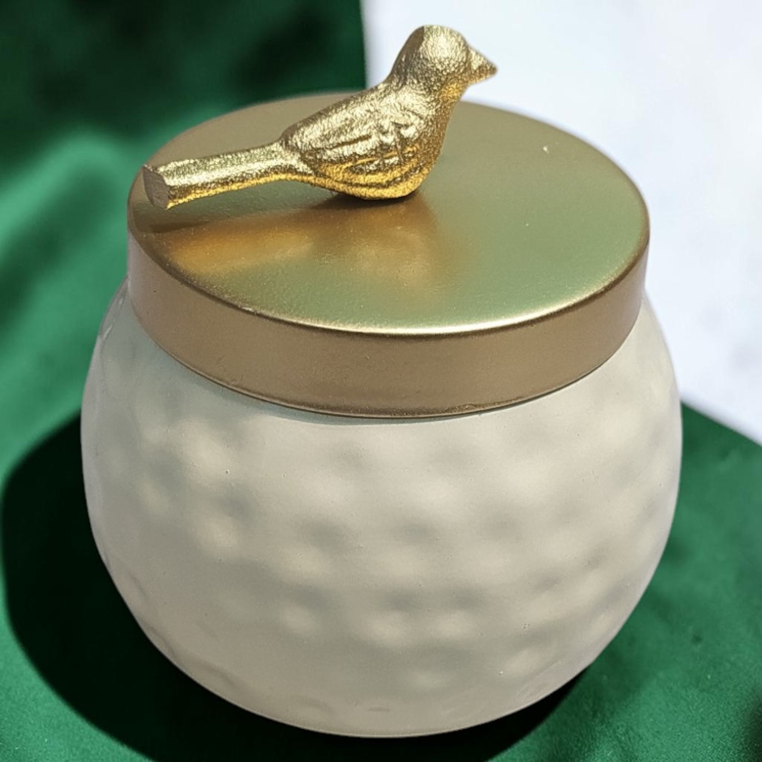 Decorative Jar with Golden Bird Lid