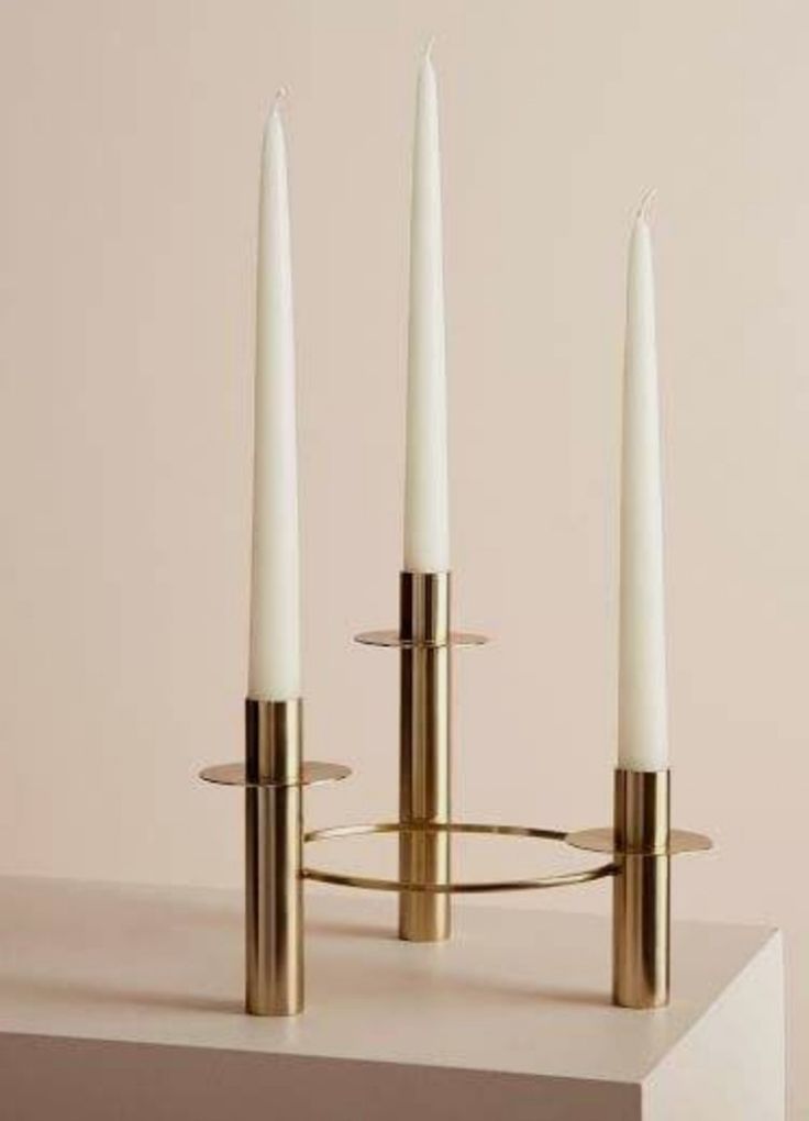 Modern Brass Candle Holder