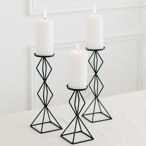 Geometric Metal Candle Holder Set