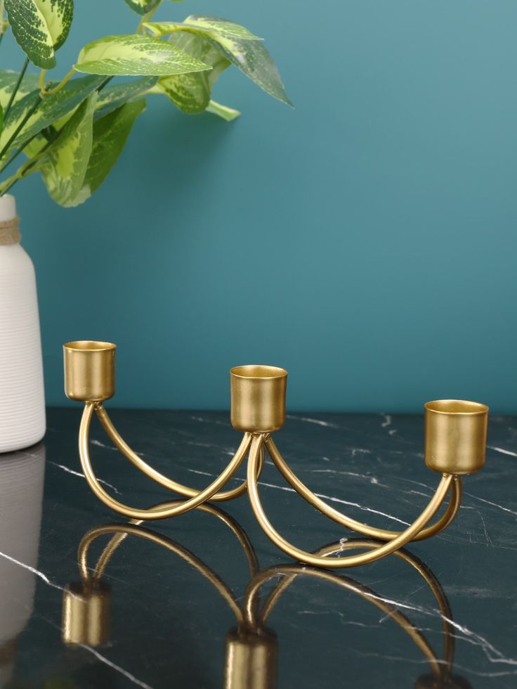Gold Metal Candle Holder