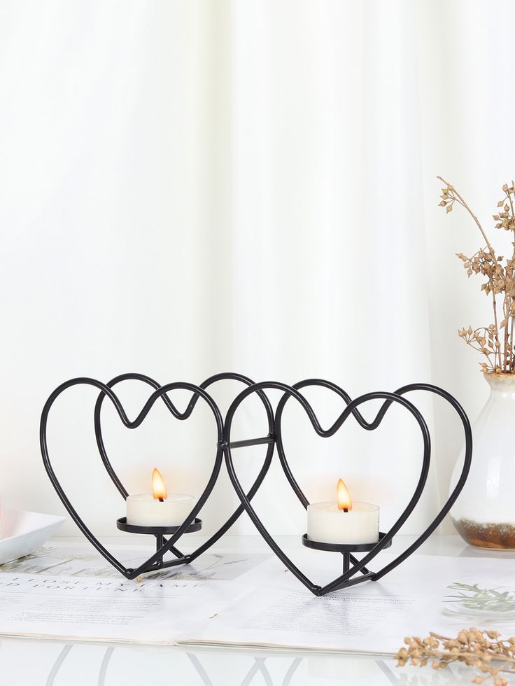 Heart-Shaped Metal Tealight Holders