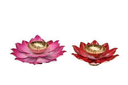 Colorful Lotus Metal Tealight Holders 3 Inches