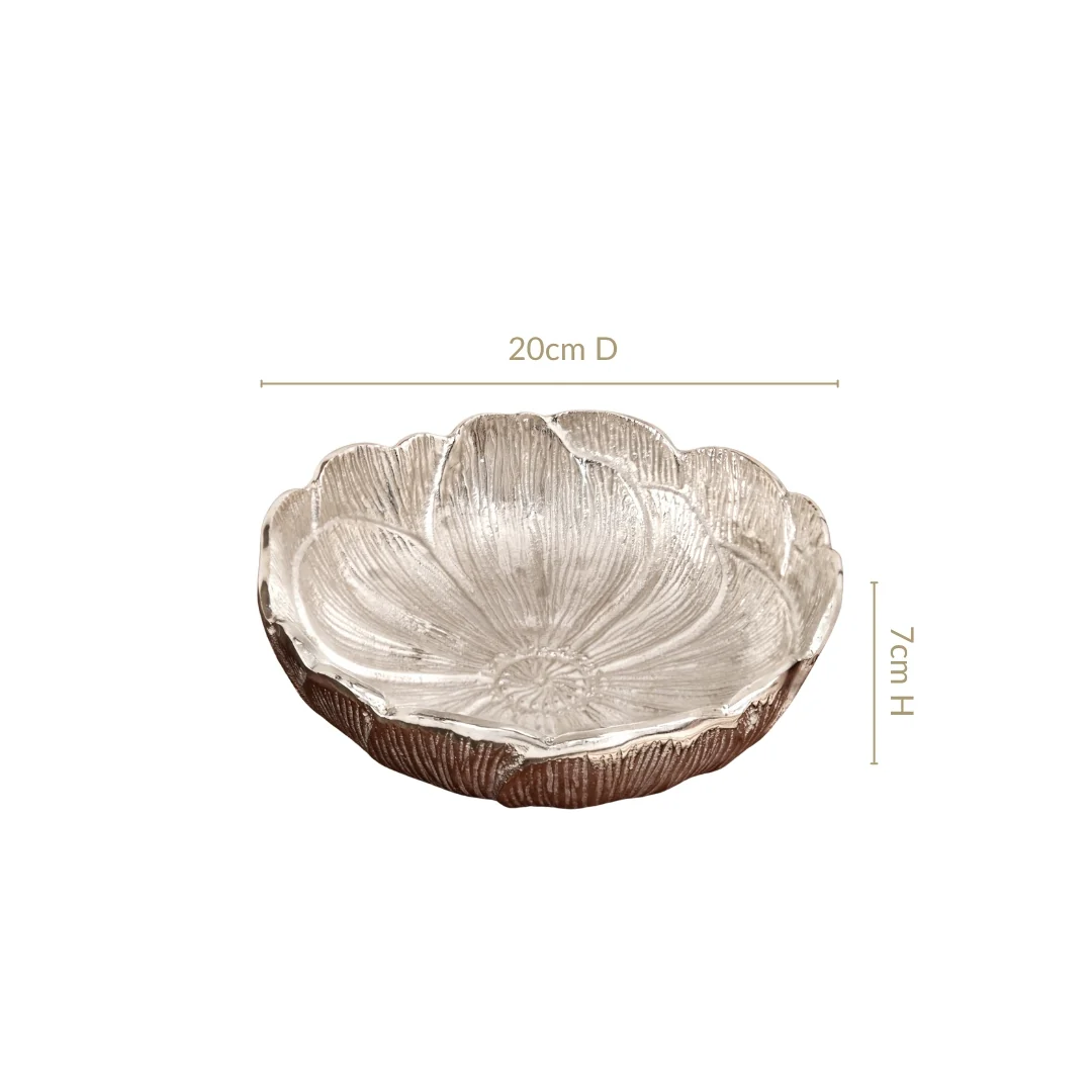 Silver Flower Decorative Bowl Urli