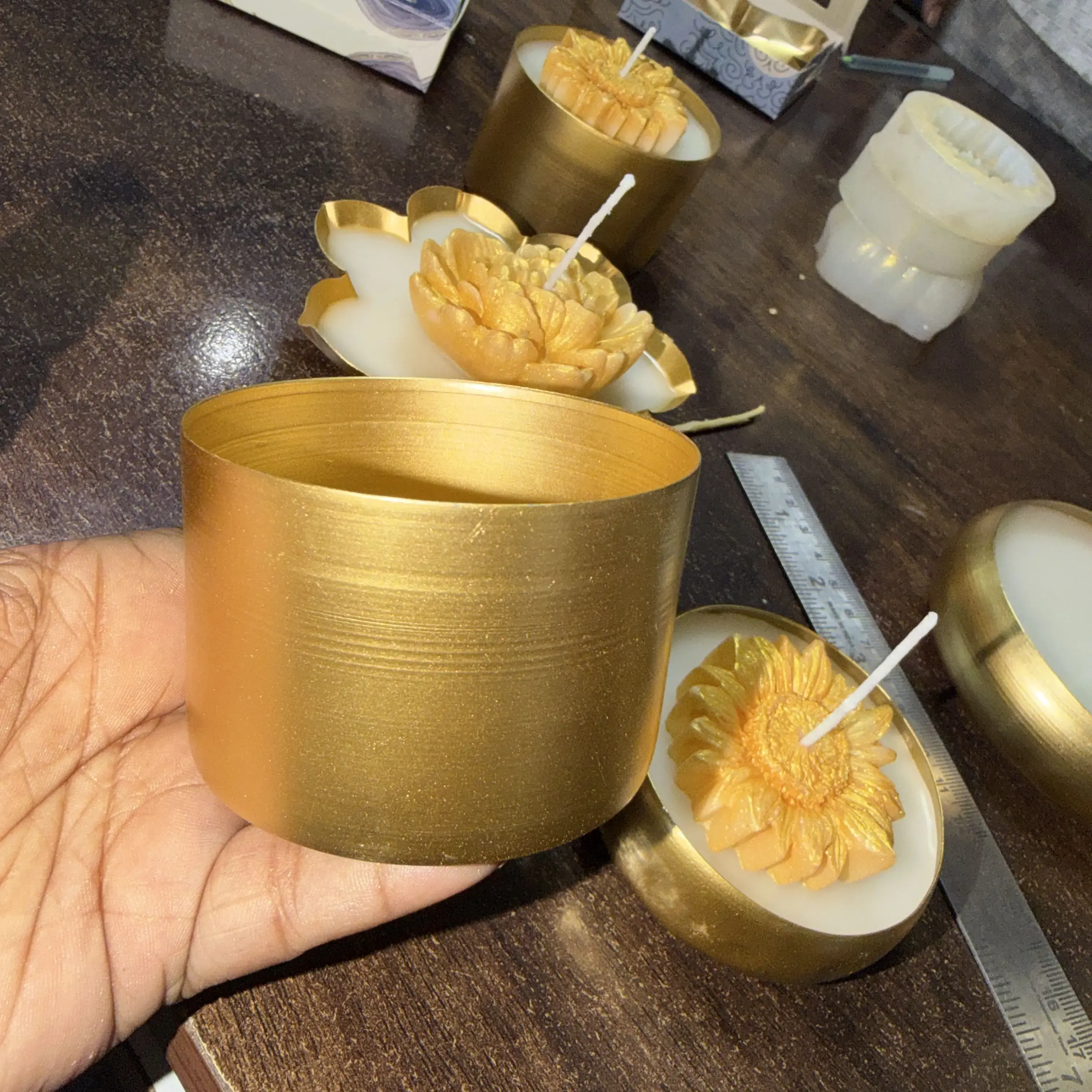 Golden Lotus Flower Candle Cup