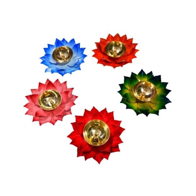 Lotus Design Metal Diyas 5 Inches