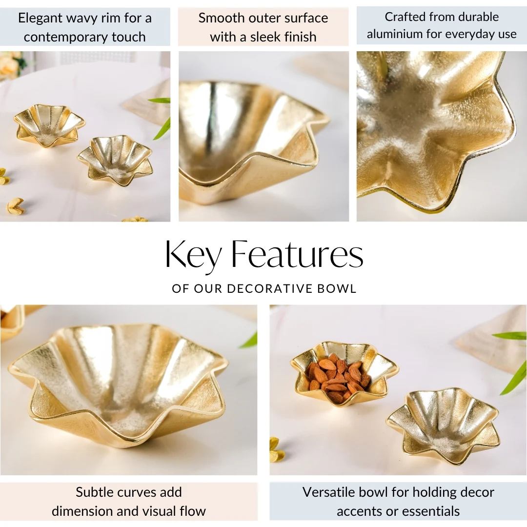 Gold Finish Flower Bowl