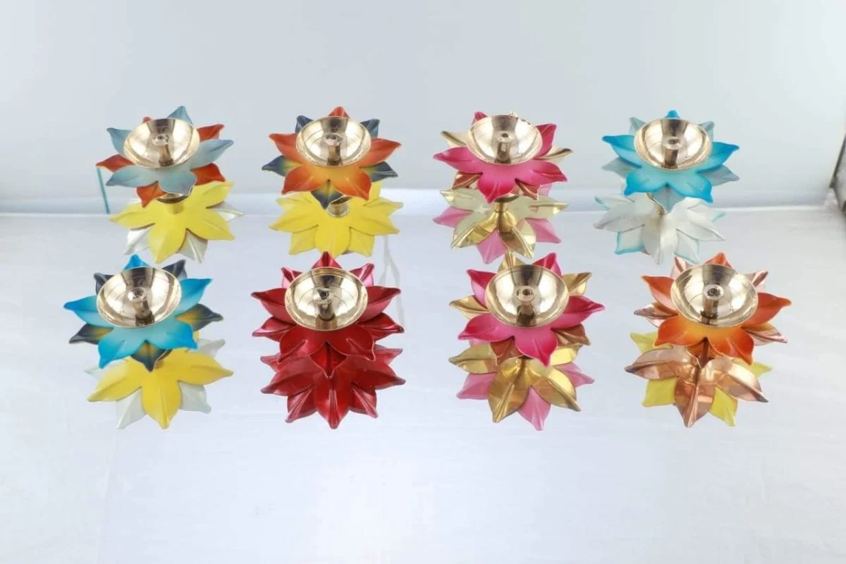 Colorful Lotus Metal Tealight Holders 3 Inches