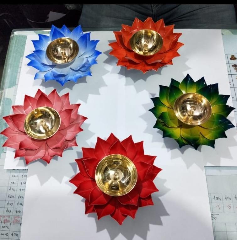 Lotus Design Metal Diyas 5 Inches