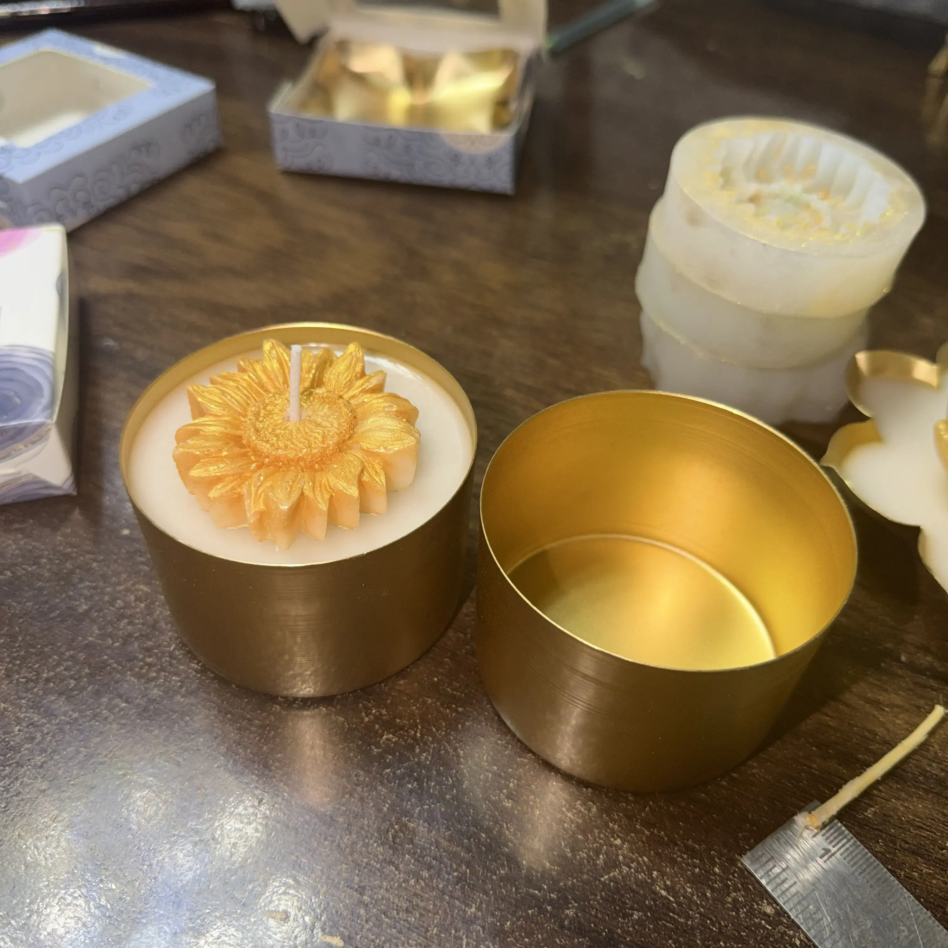 Golden Lotus Flower Candle Cup