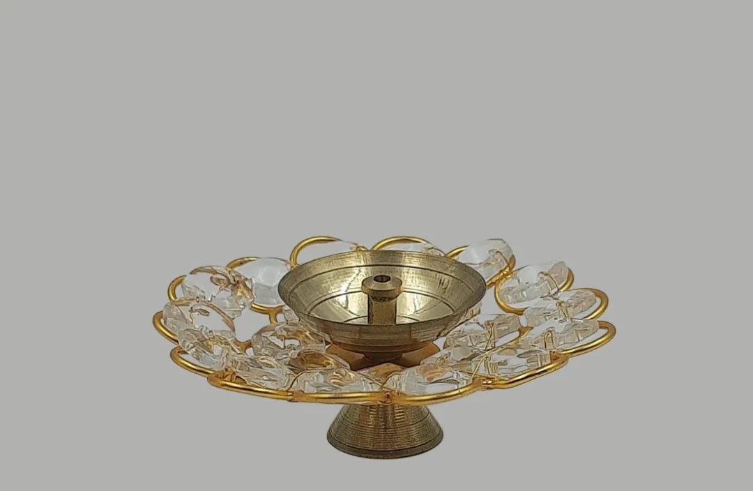 Crystal Brass Pooja Diya
